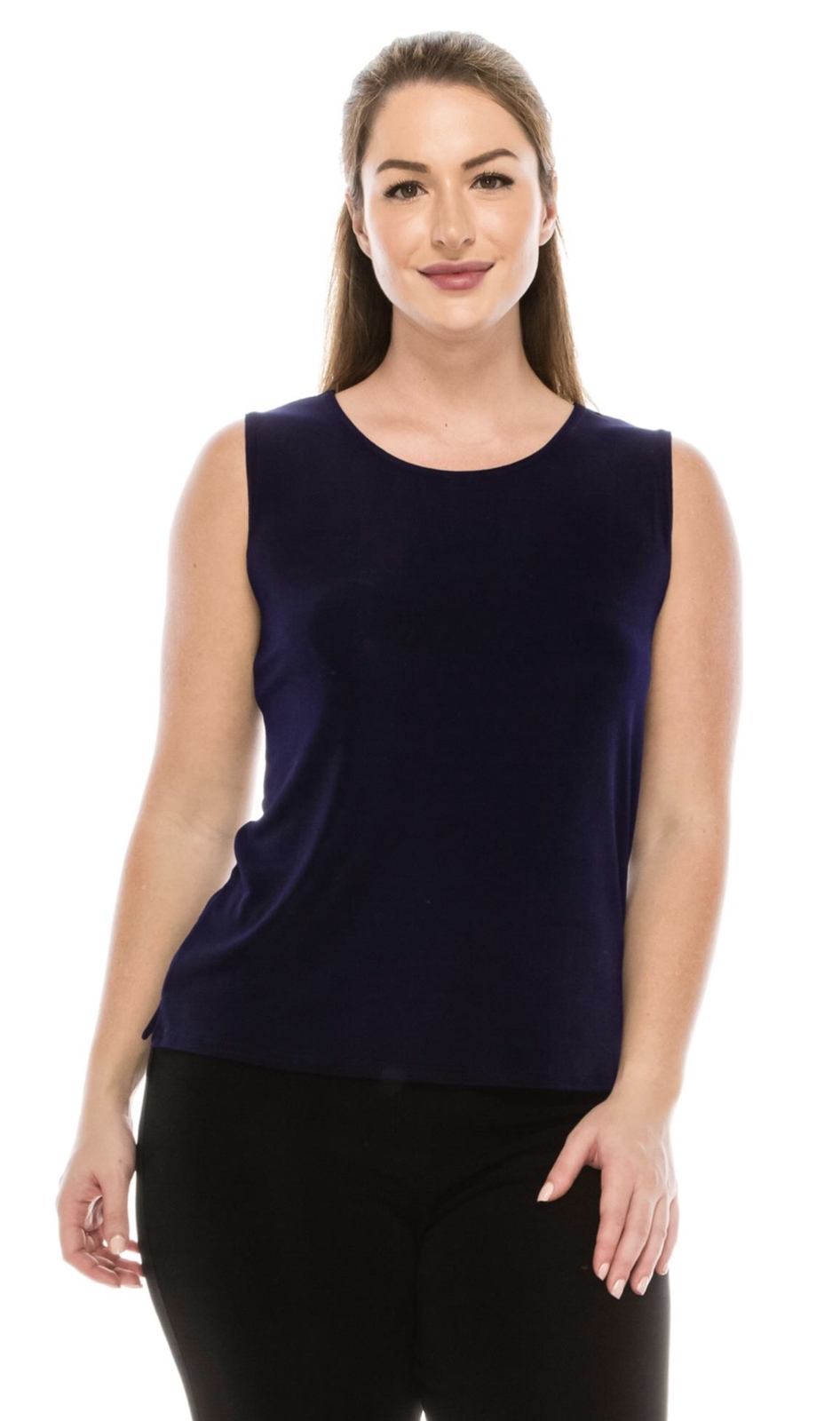 JOSTAR ACETATE Spandex SLINKY Knit TANK TOP Stretch Navy Blue S M L XL 2X 3X