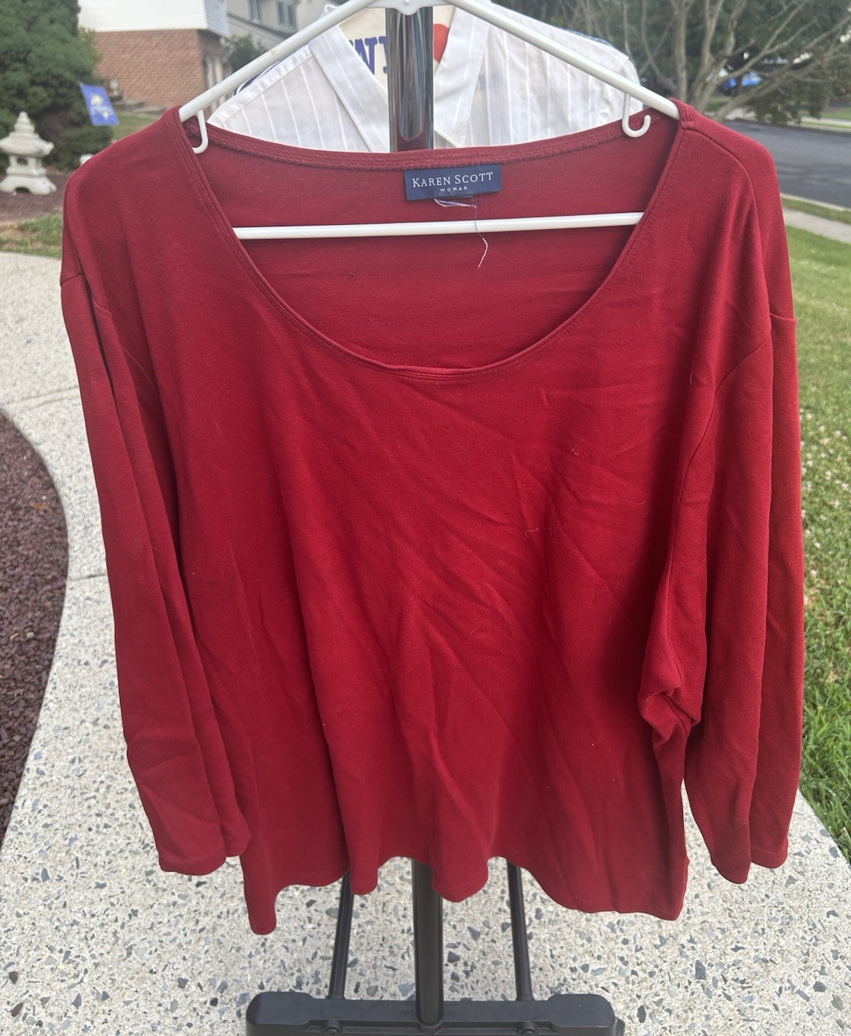Karen Scott Women’s Red Knit Scoop Neck Long Sleeve Pullover Top Maternity 3XL
