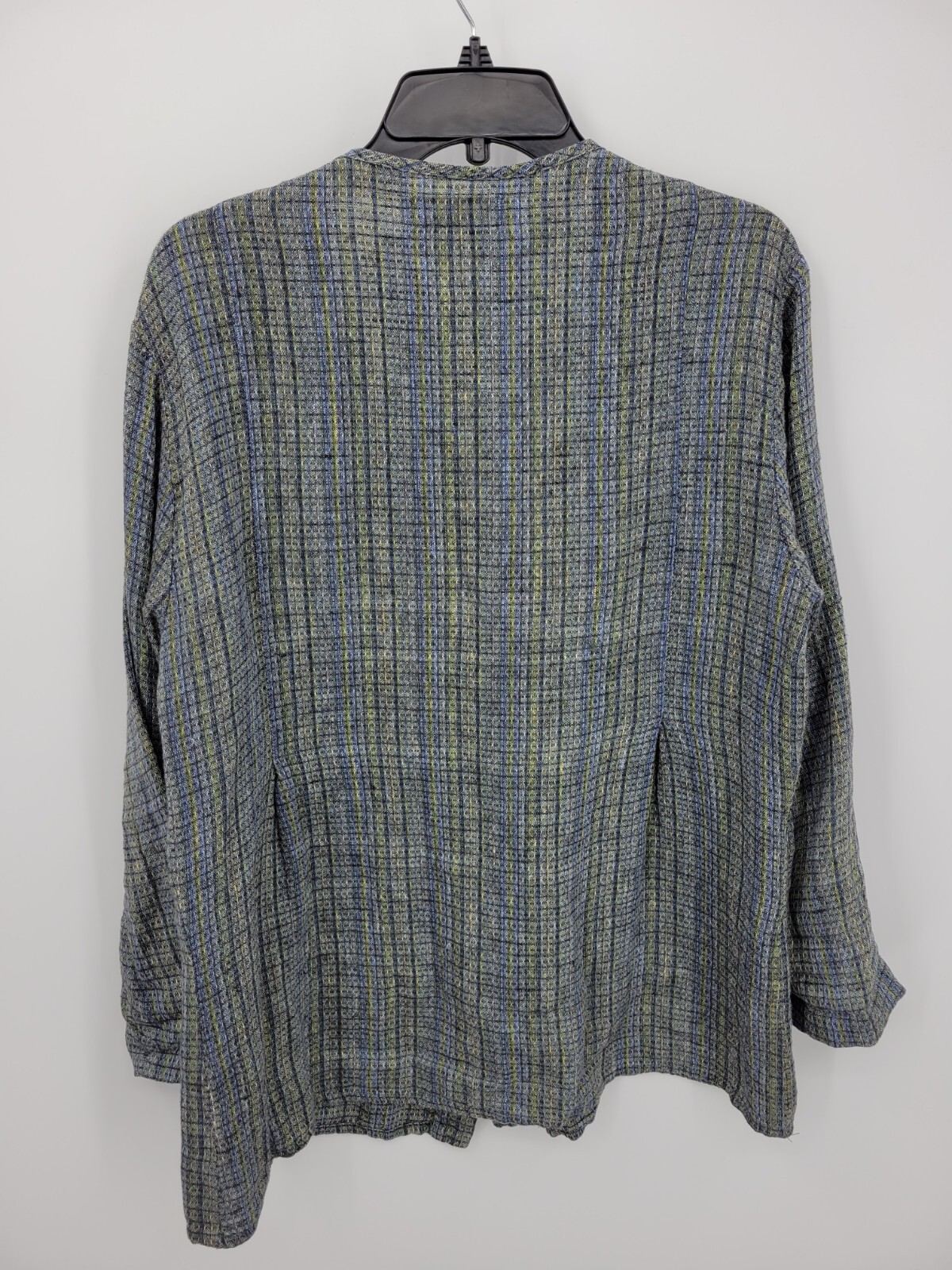 Flax Shirt Jacket Womens Medium Multicolor Linen V Neck Button Up Lagenlook Boho