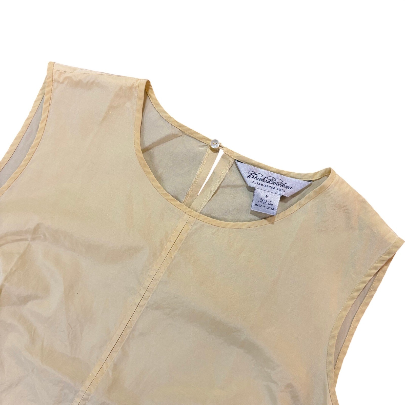 Brooks Brothers Womens Yellow Silk Cotton Blend Sleeveless Shell Blouse Size M