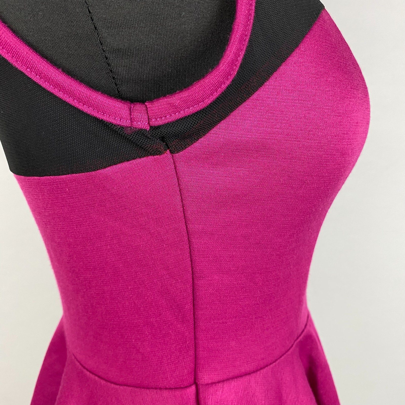 Scotty M Knit Peplum Tank Top Keyhole Back Mesh Accenting Polyester Rayon Blend