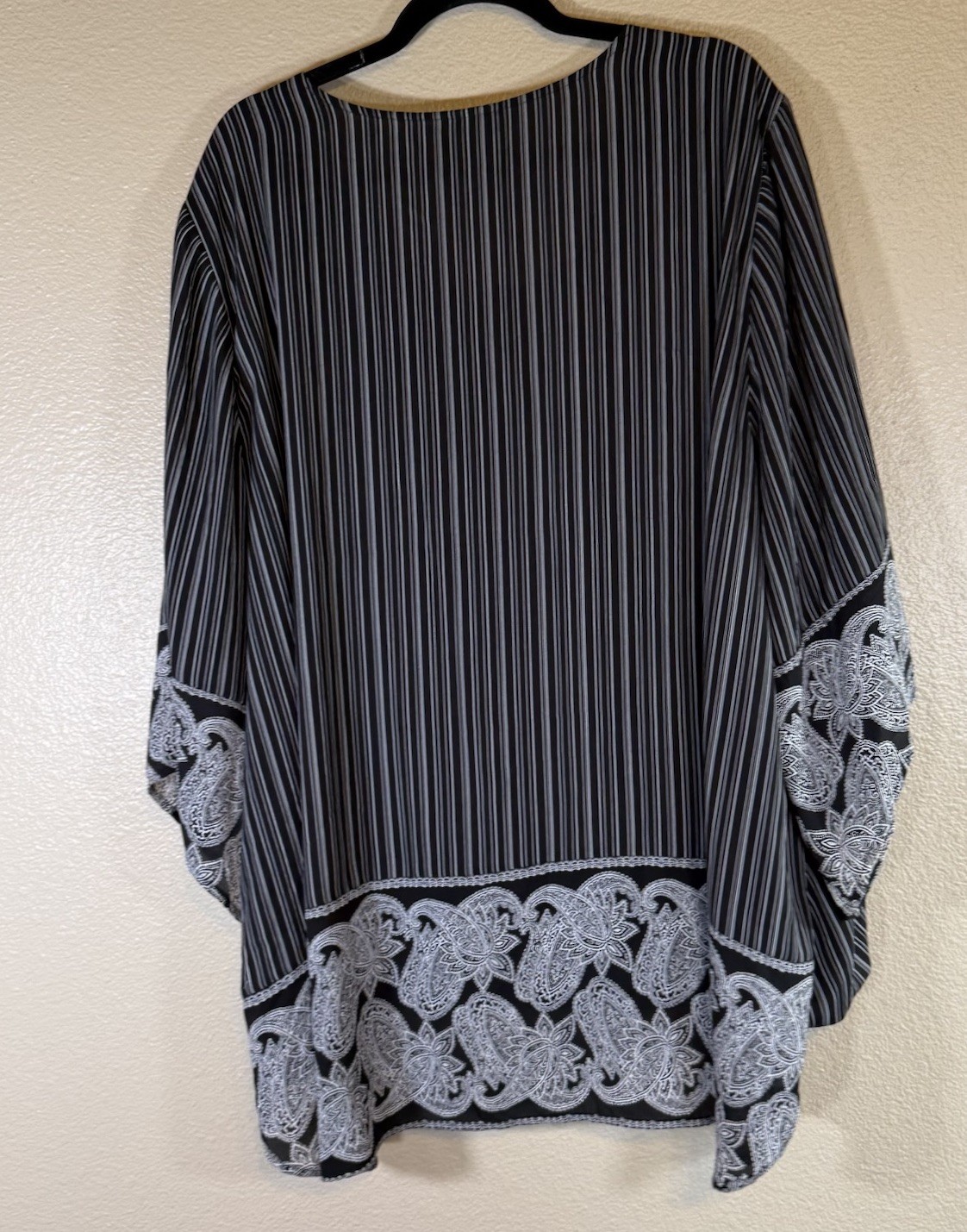Catherines Blouse Top Plus 3X 26/28 Blouson Faux Wrap Black