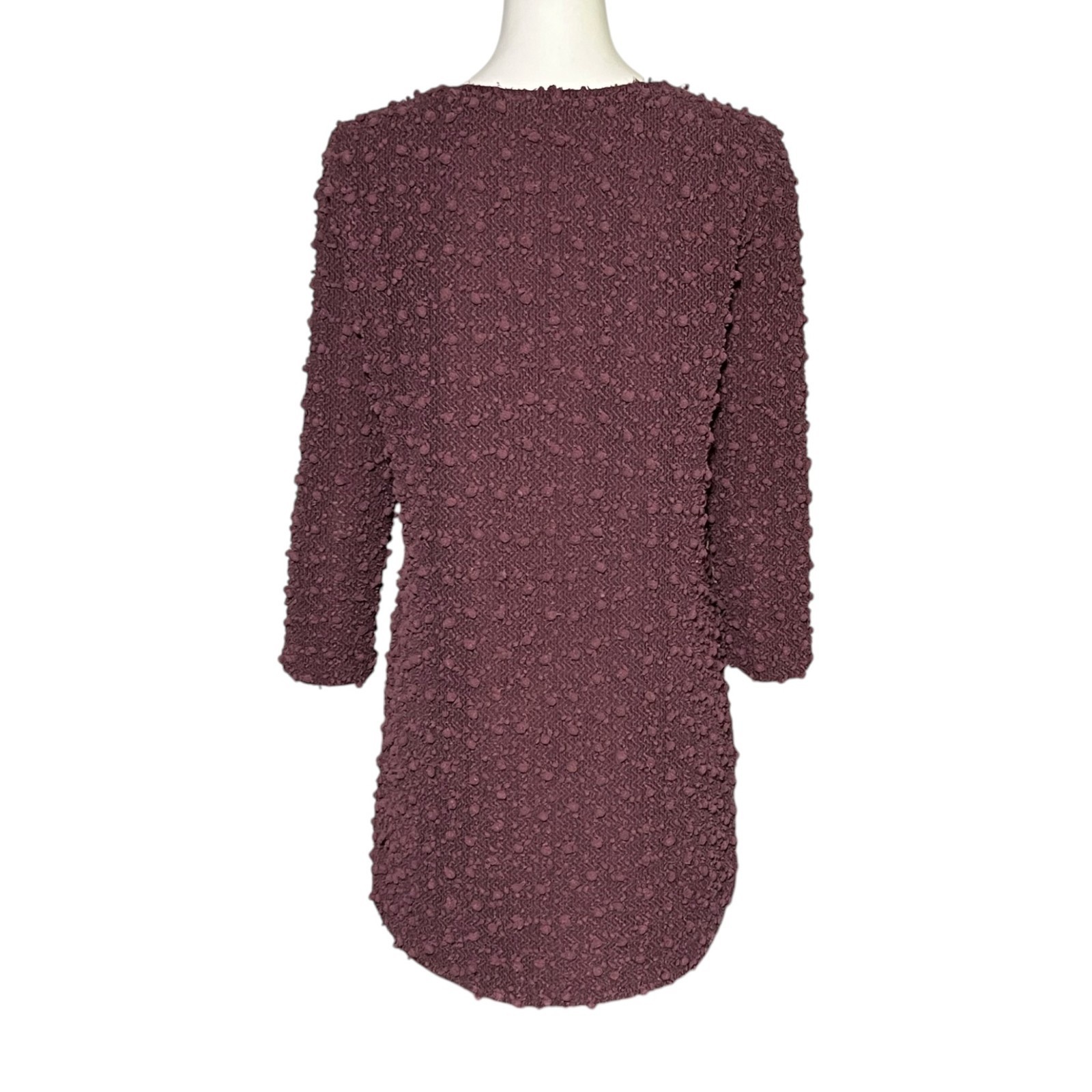 Caroline Rose Textured Tunic Top Nubby Popcorn Knit Stretch Plum Size Small
