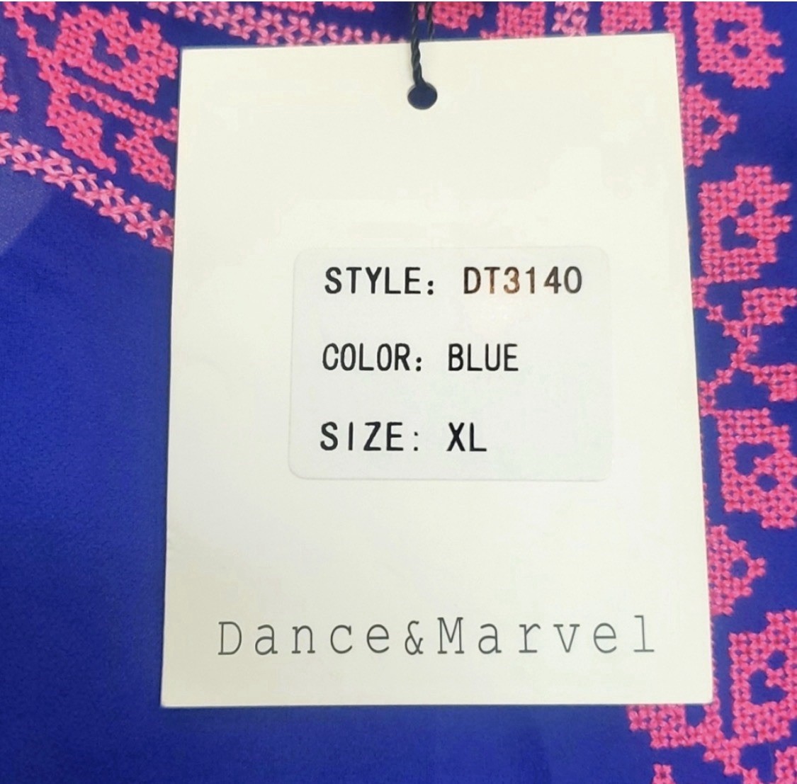 Dance & Marvel Blue Chiffon Embroidered Tunic Blouse Long Sleeve XL