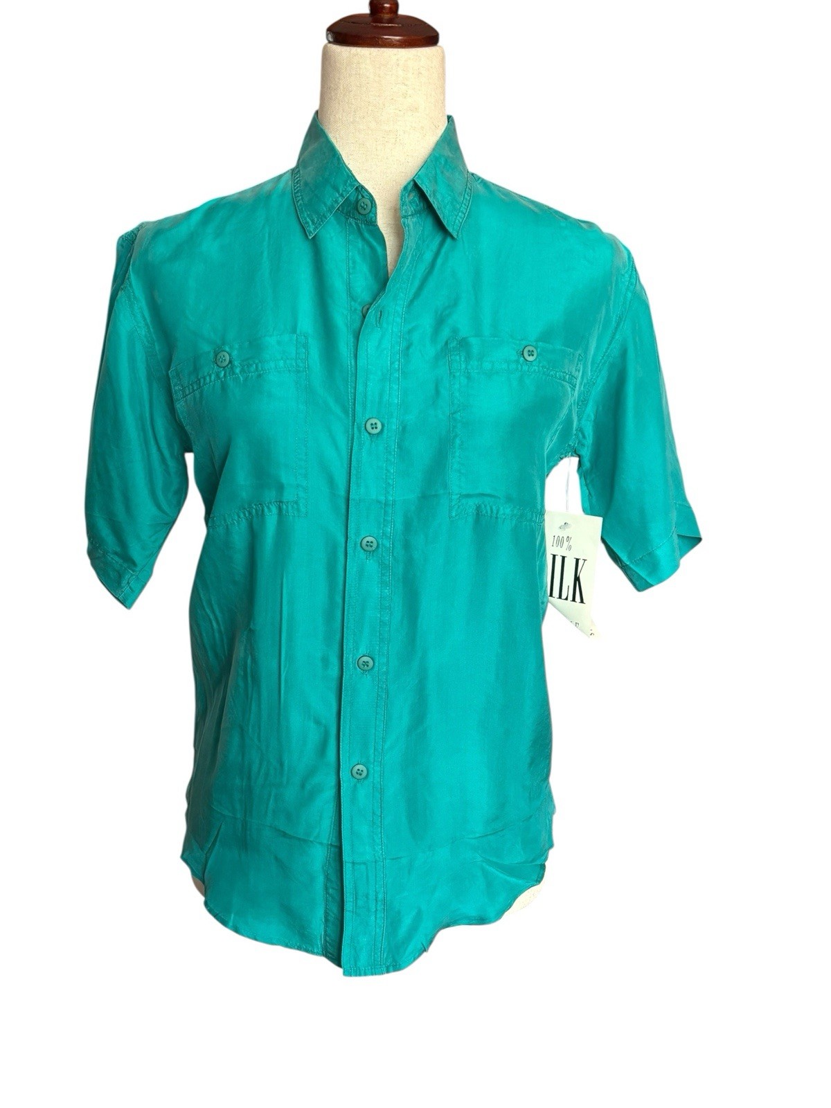Silk Mist Vintage 100% silk Size Small Top Blouse Women’s Green NWT