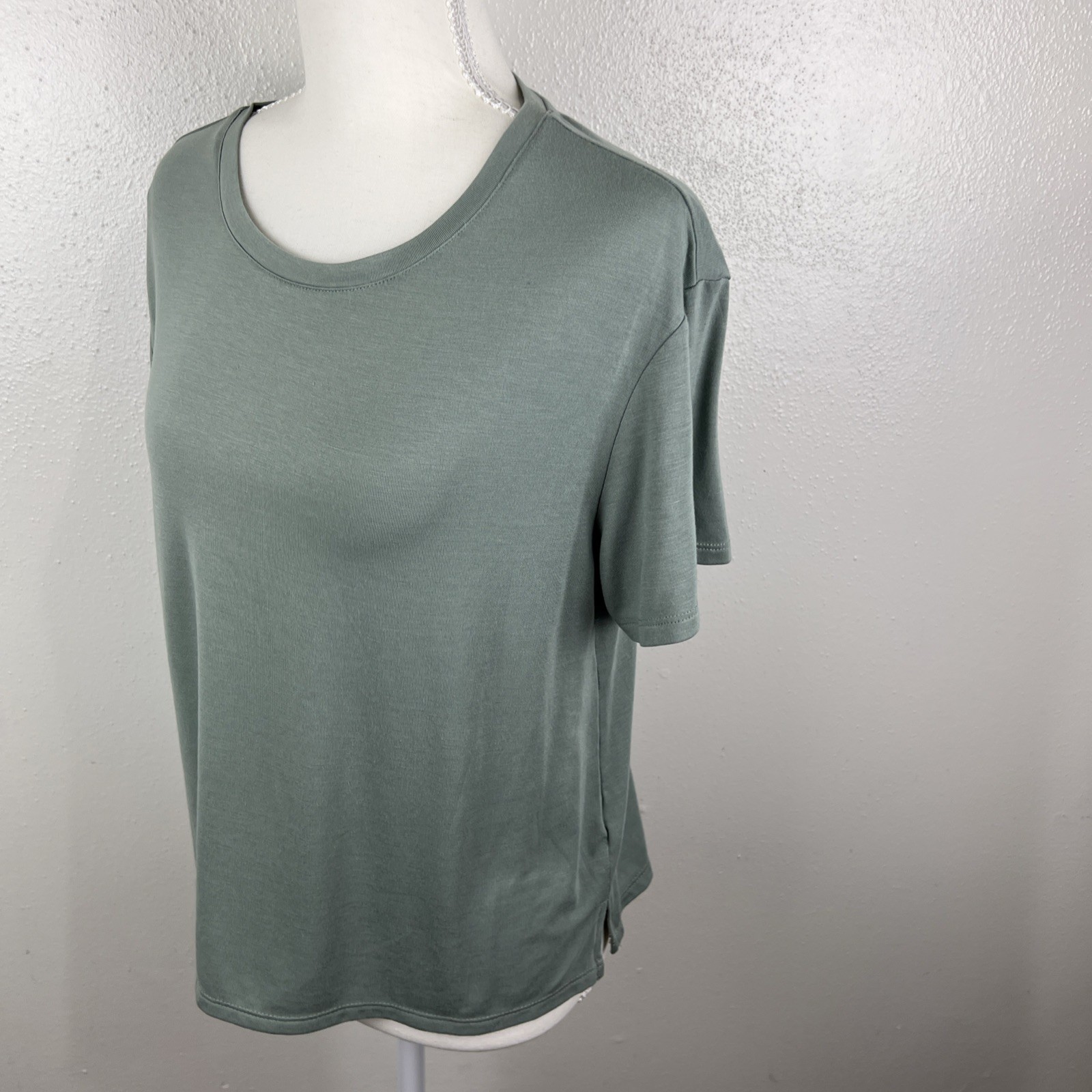 Auden Shirt Sleepwear Women Medium Green Short Sleeve Soft Knit Relaxed Lounge