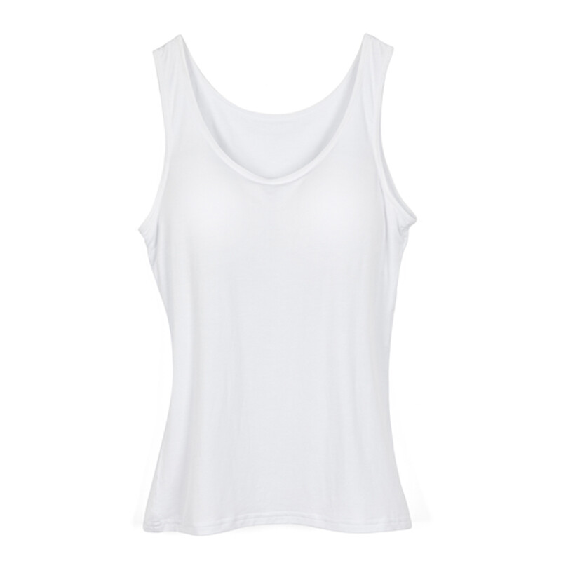 TANK TOP Womens Stretch Long Workout Fitness Sport Yoga Built in Bra Basic Top