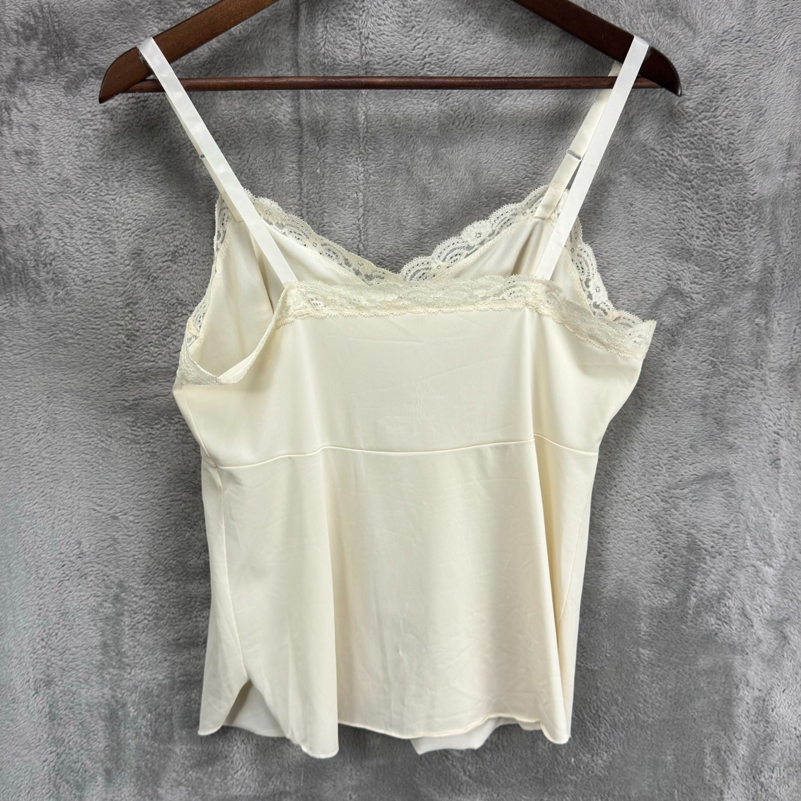 Shadowline Womens Vintage Y2K Babydoll Lace Trim Slip Cami Top 36 Ivory Fairy
