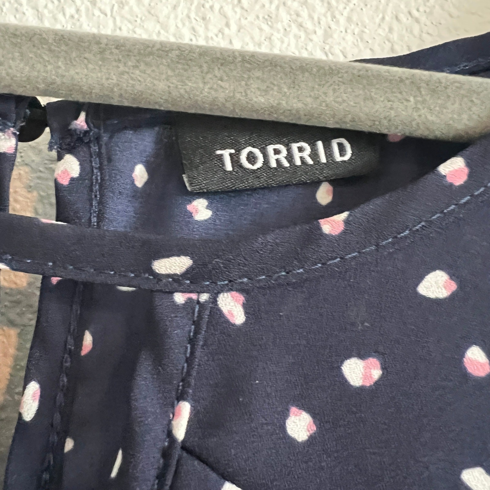 Torrid Navy Blue Polka Dot Flutter Sleeve Blouse 2 Corporate Whimsy Librarian