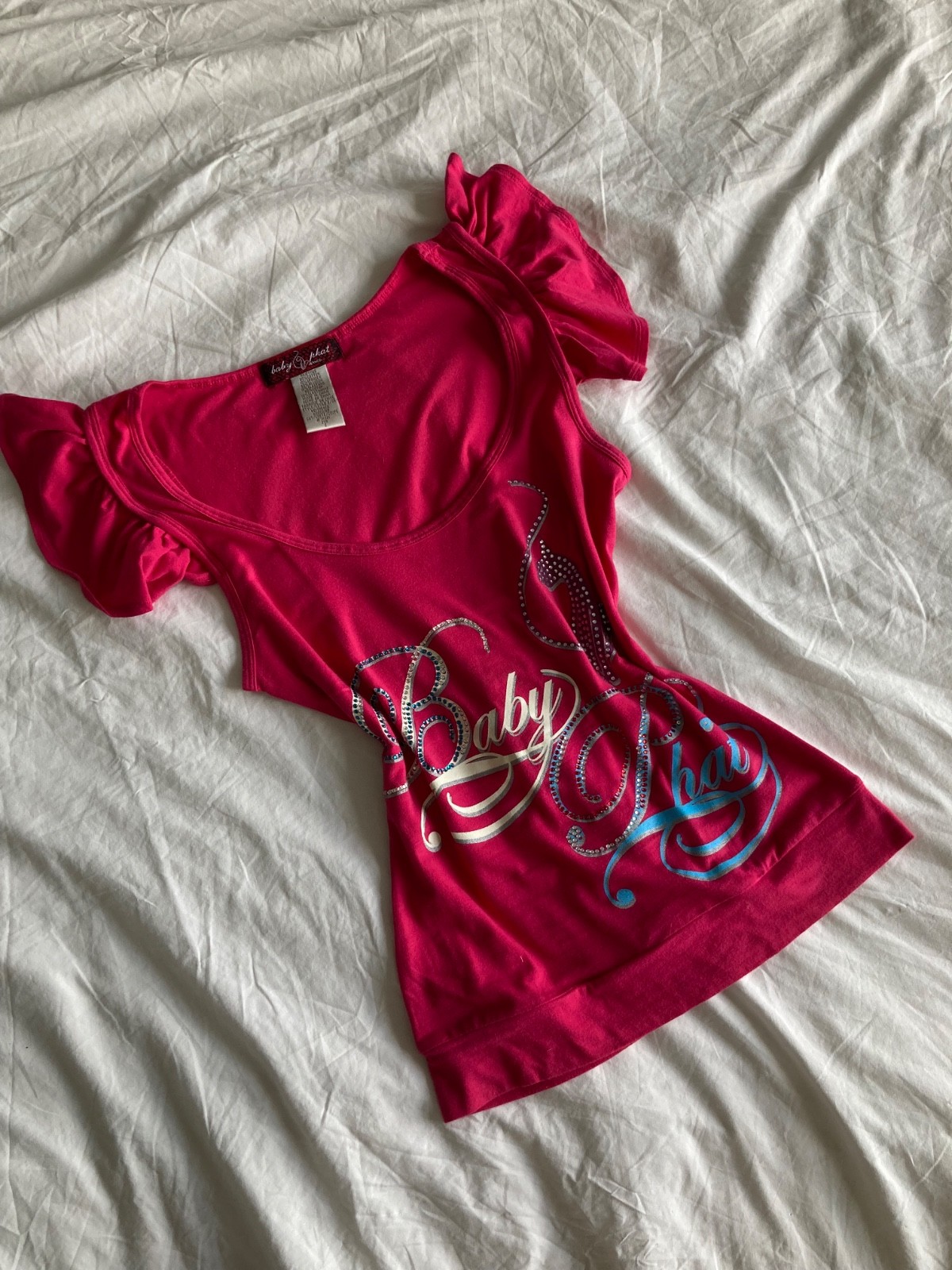 Baby Phat rhinestone y2k vintage mcbling 00s hot pink top