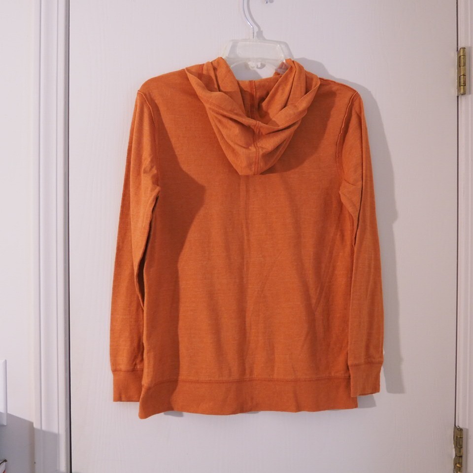 CHEROKEE Rust Brown Cotton Blend Long Sleeve Pockets Hooded Knit Top Size L