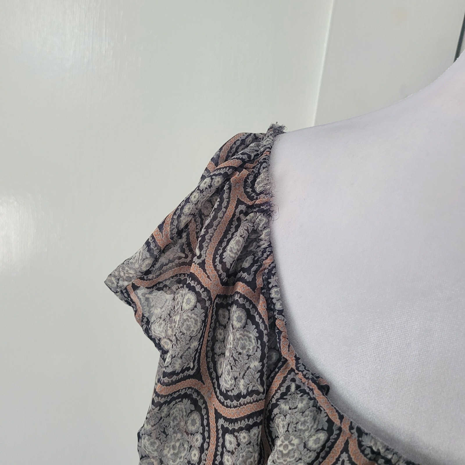 Willow & Root Size M Balloon Sleeve Medallion Print Crop Blouse Boho Chic