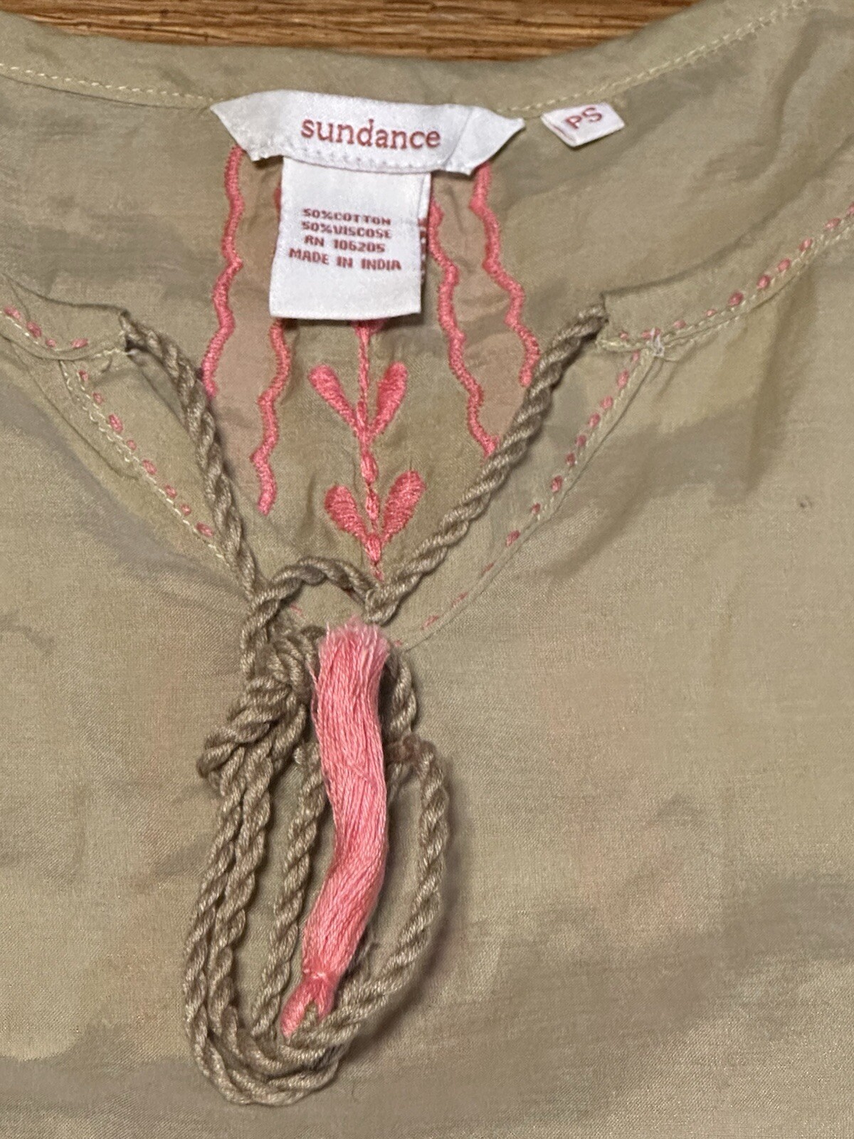 Women’s Sundance Catalog PS Small Petite Top Tunic Shirt Peasant Gypsy Tan Pink