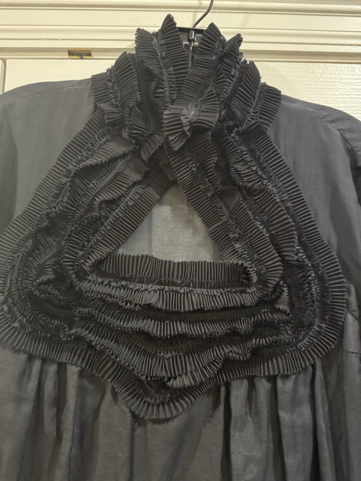 Givenchy black sheer cotton & silk long sleeve blouse size 38