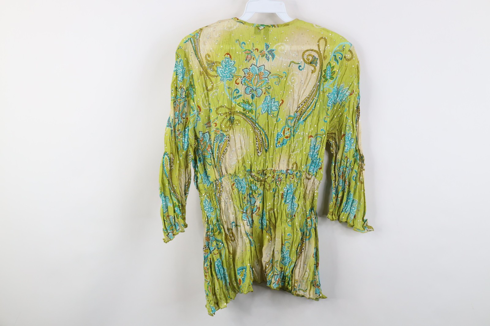 Vtg 90s Y2K Streetwear Womens Medium Babydoll Bella Fairy Flower Sequin Shirt