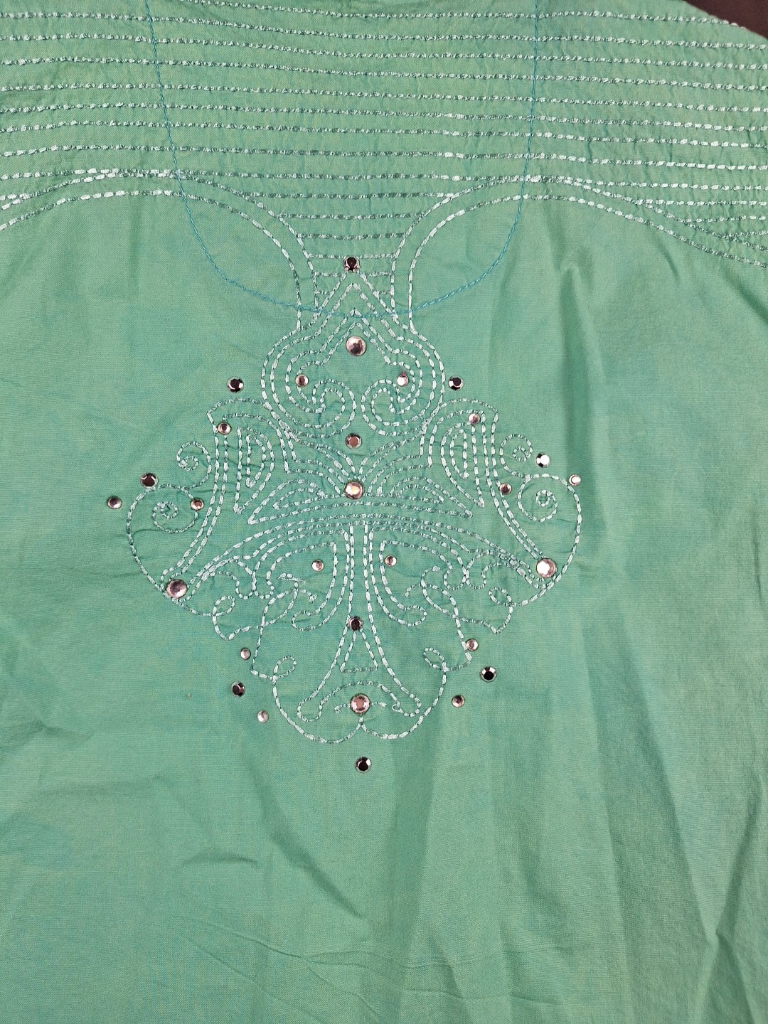 Rock 47 by Wrangler Shirt Gem Snap Embroidery Gemstone Rhinestones Womens Large