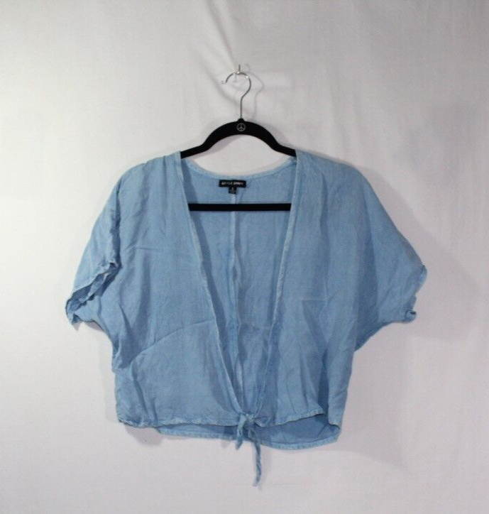 Style Envy Denim Tie Waist Crop Top Size Small