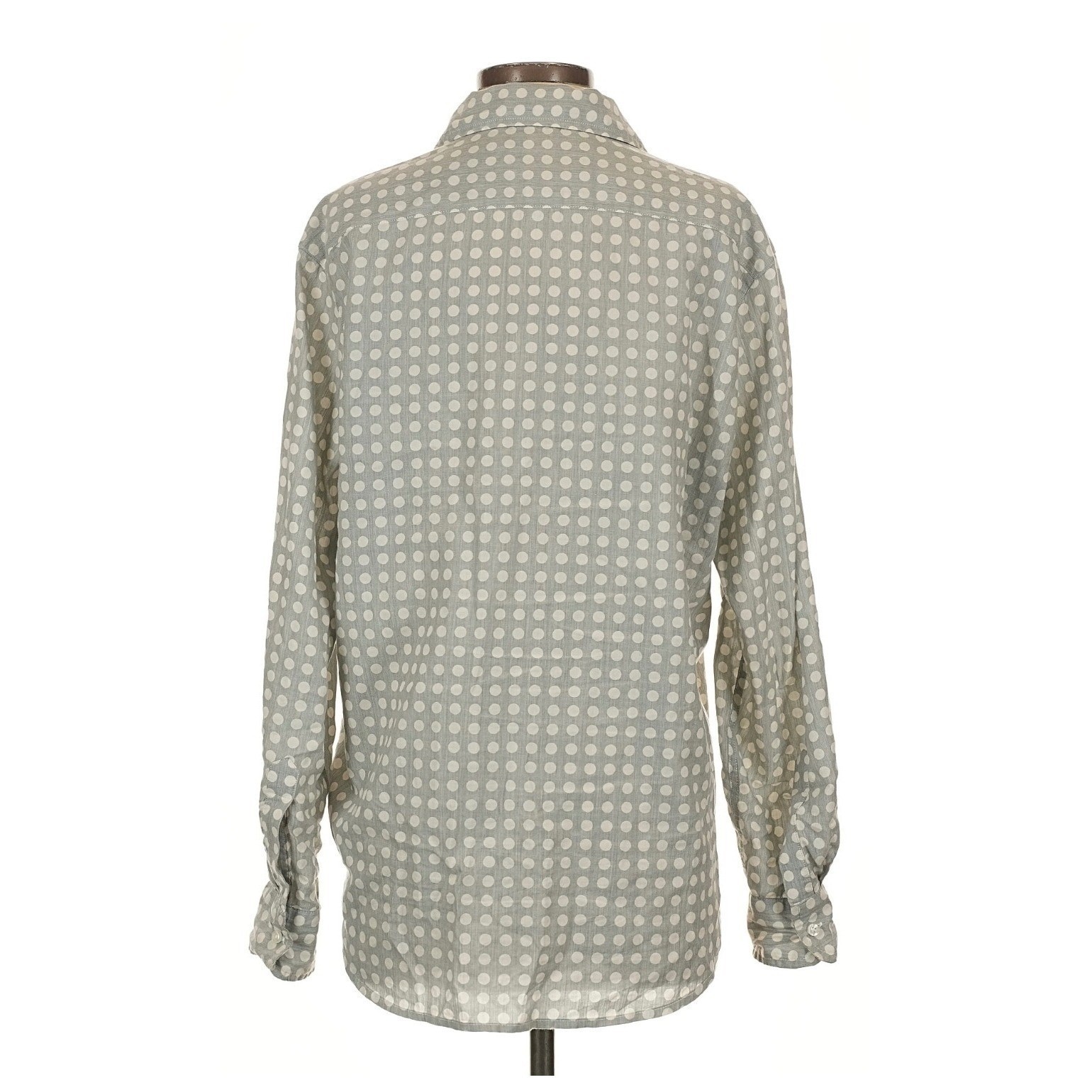 Frank & Eileen Eileen Gray and White Polka Dot Button Down Shirt Small