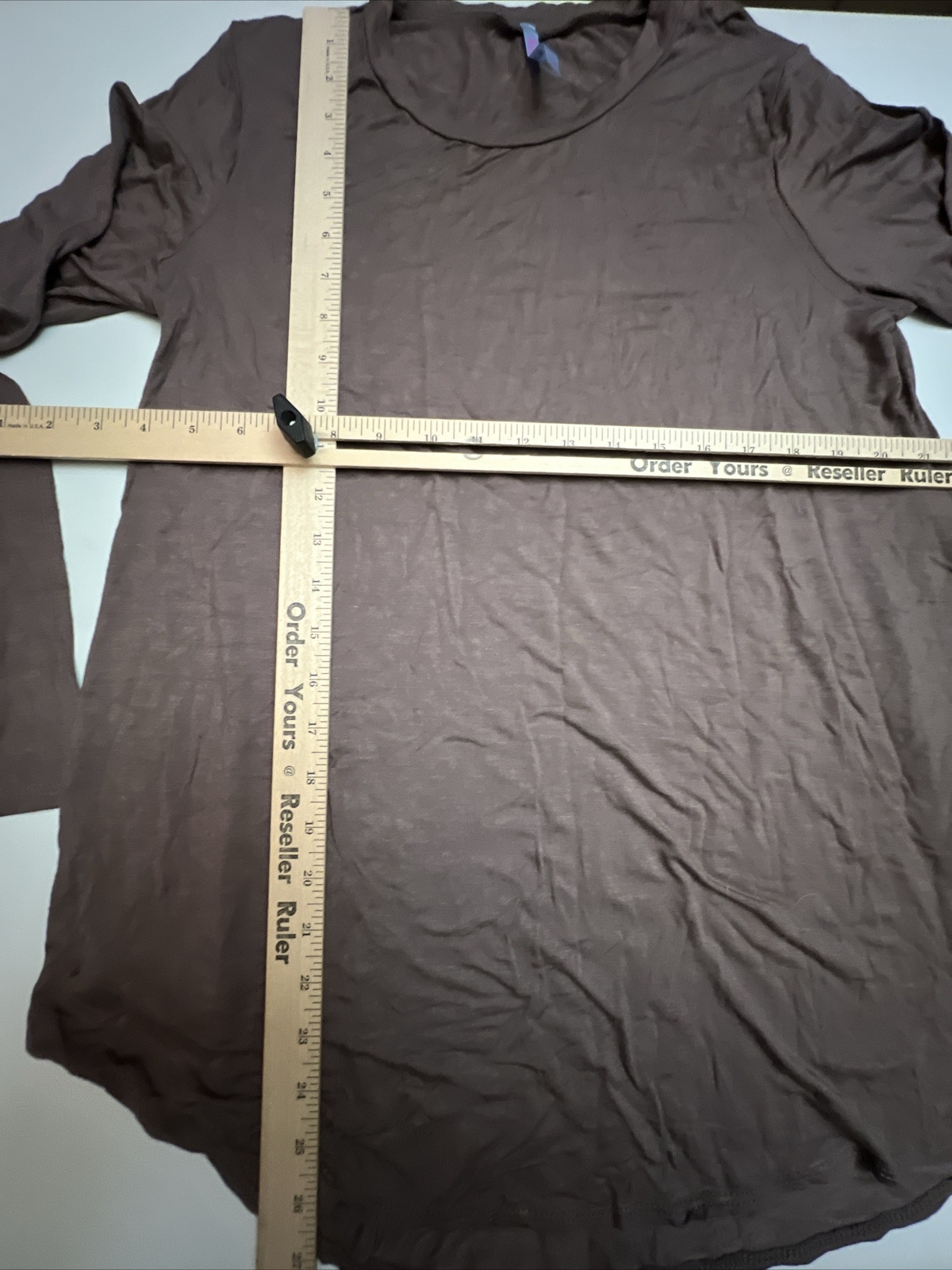 Azules T-Shirt Women’s Long Sleeve Crew Neck Brown Rayon Spandex Large