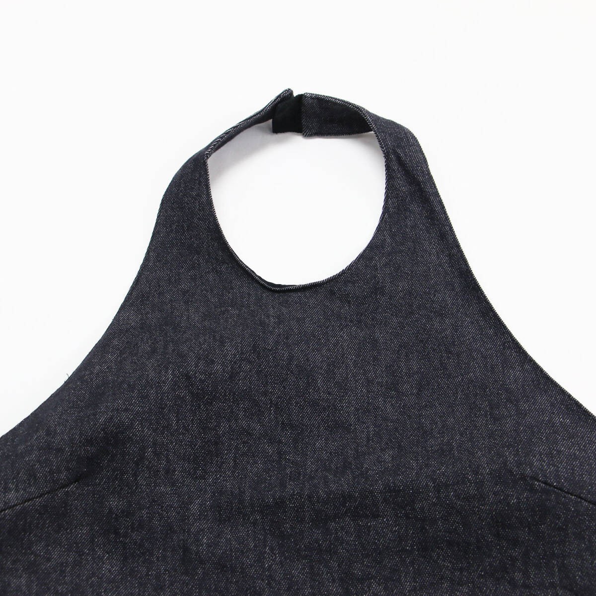 Plage RIAM Denim Halter Blouse Navy Size Length 55cm Width 40cm Snap Button Back