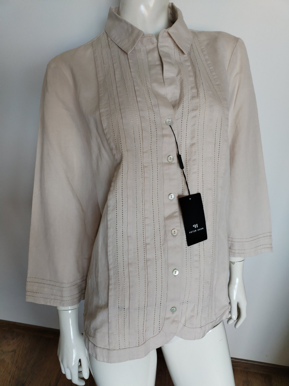 PETER HAHN linen blend top blouse shirt size DE46/UK 20