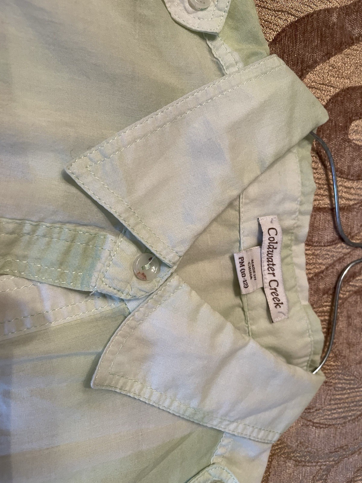 3/4 Sleeve Button Up Collared Top From COLDWATER Creek Size PM 10-12 Box A11