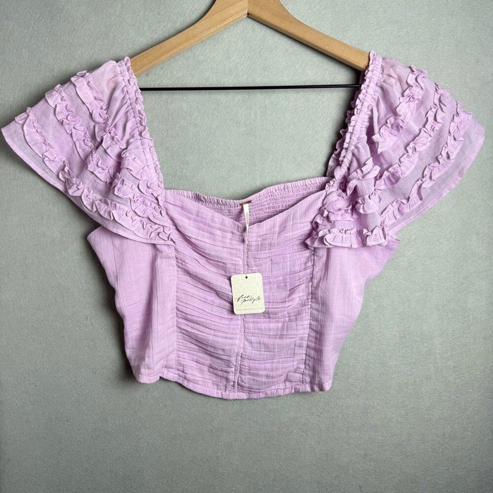 Free People Crop Top Blush Lilac “Thank You Very Sweetly” Women’s size L NWT