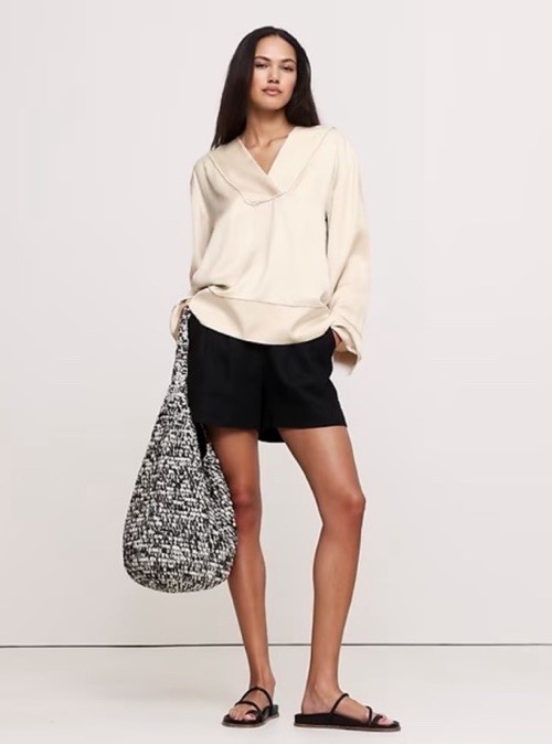 BANANA REPUBLIC Relaxed Satin V-Neck Top Women’s Size M Champagne NWT