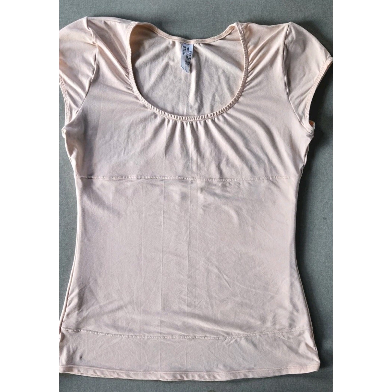 Flexees Womens 2XL Pink Tee Shirt Shapewear Layer SS Scoop