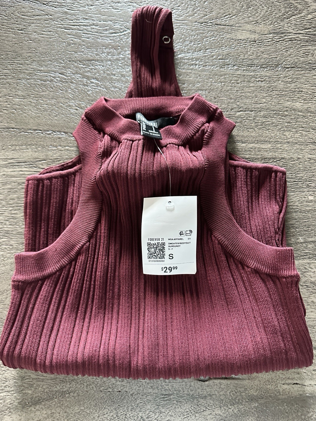 NWT Forever 21 MockNeck Ribbed Sleeveless Sweater Bodysuit Burgundy Small $29.99