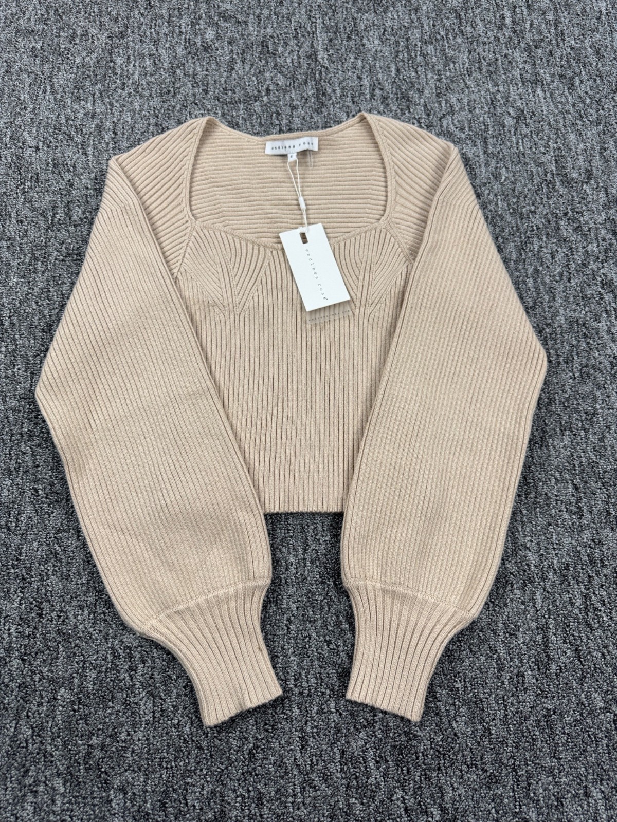 Endless Rose Sweater Women Small Swoon Nola Bishop Sleeve Crop Square Neck NWT