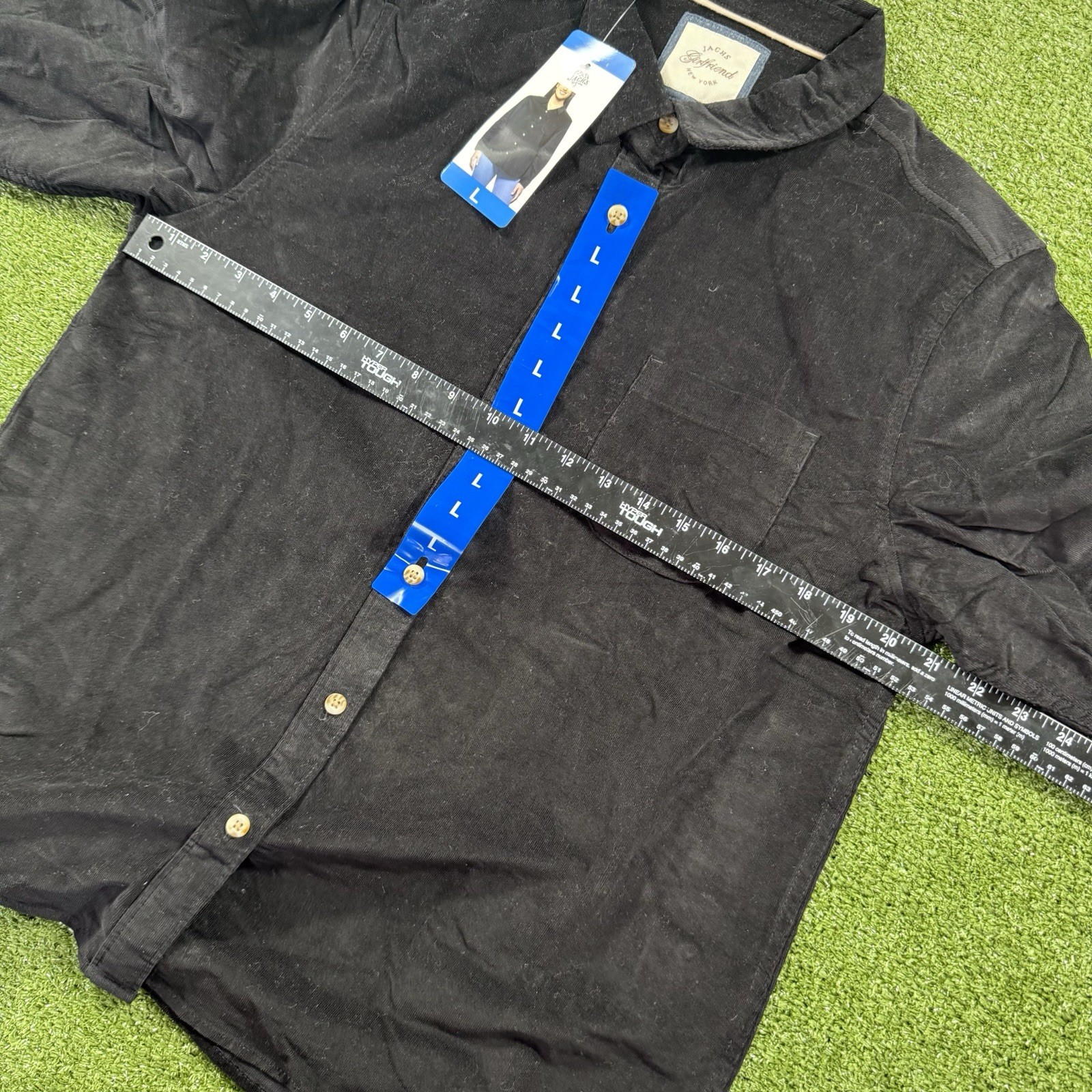 Jachs Girlfriend Women’s Black Corduroy Button Up Shirt Size Large – New