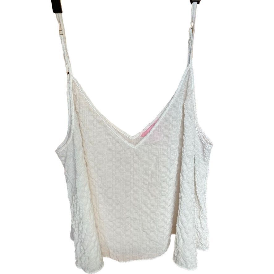 Lilly Pulitzer White Gauze Tank Top Flowy Sheer Light Size XL 88189
