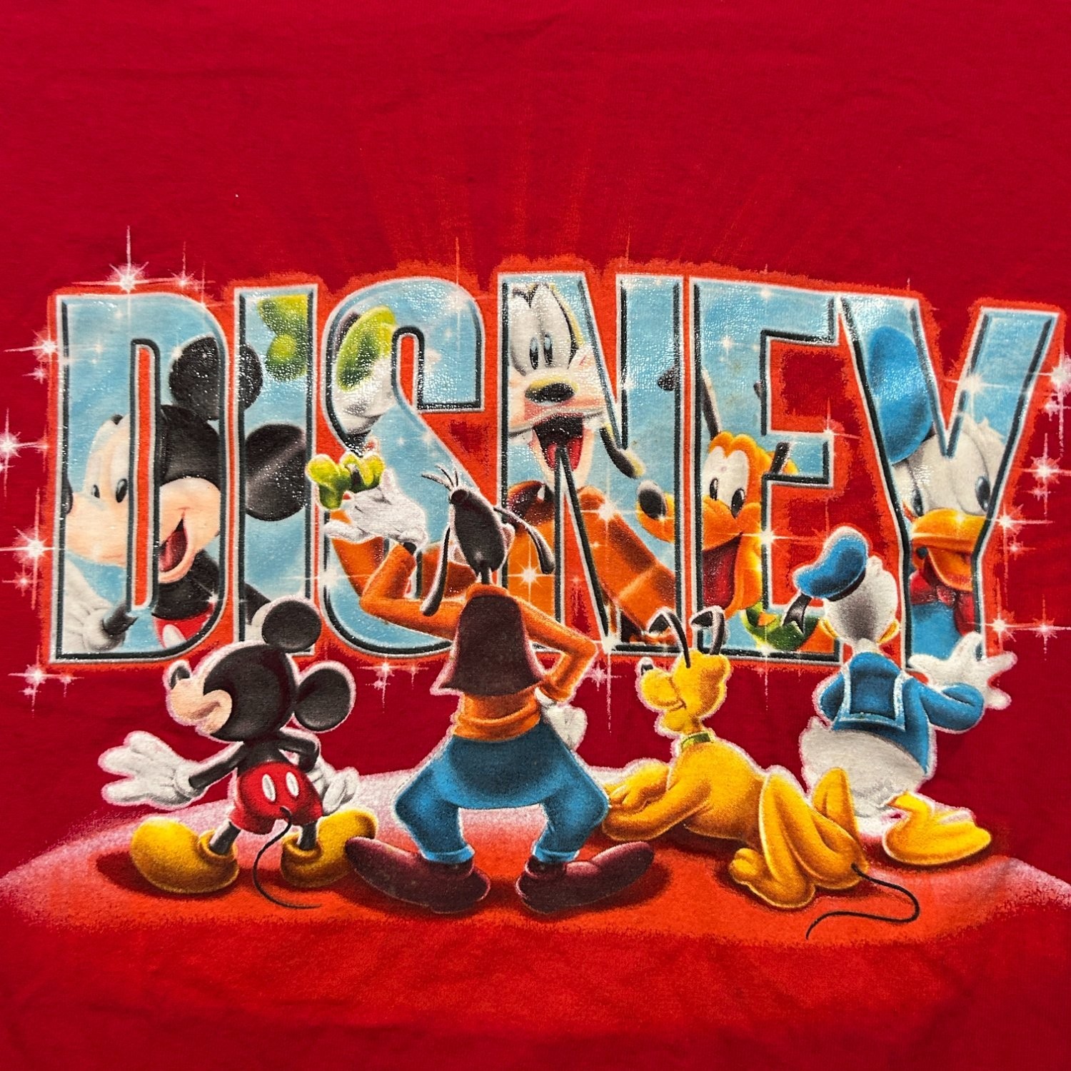 Disney T-Shirt Womens L Red Crew Neck Short Sleeve