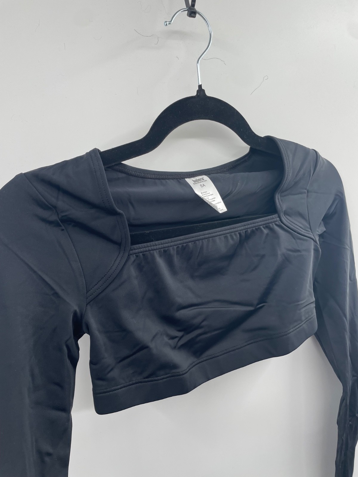 NWT Balera Long Sleeve Bandeau Top Women’s Small Black Pullover Square Neck
