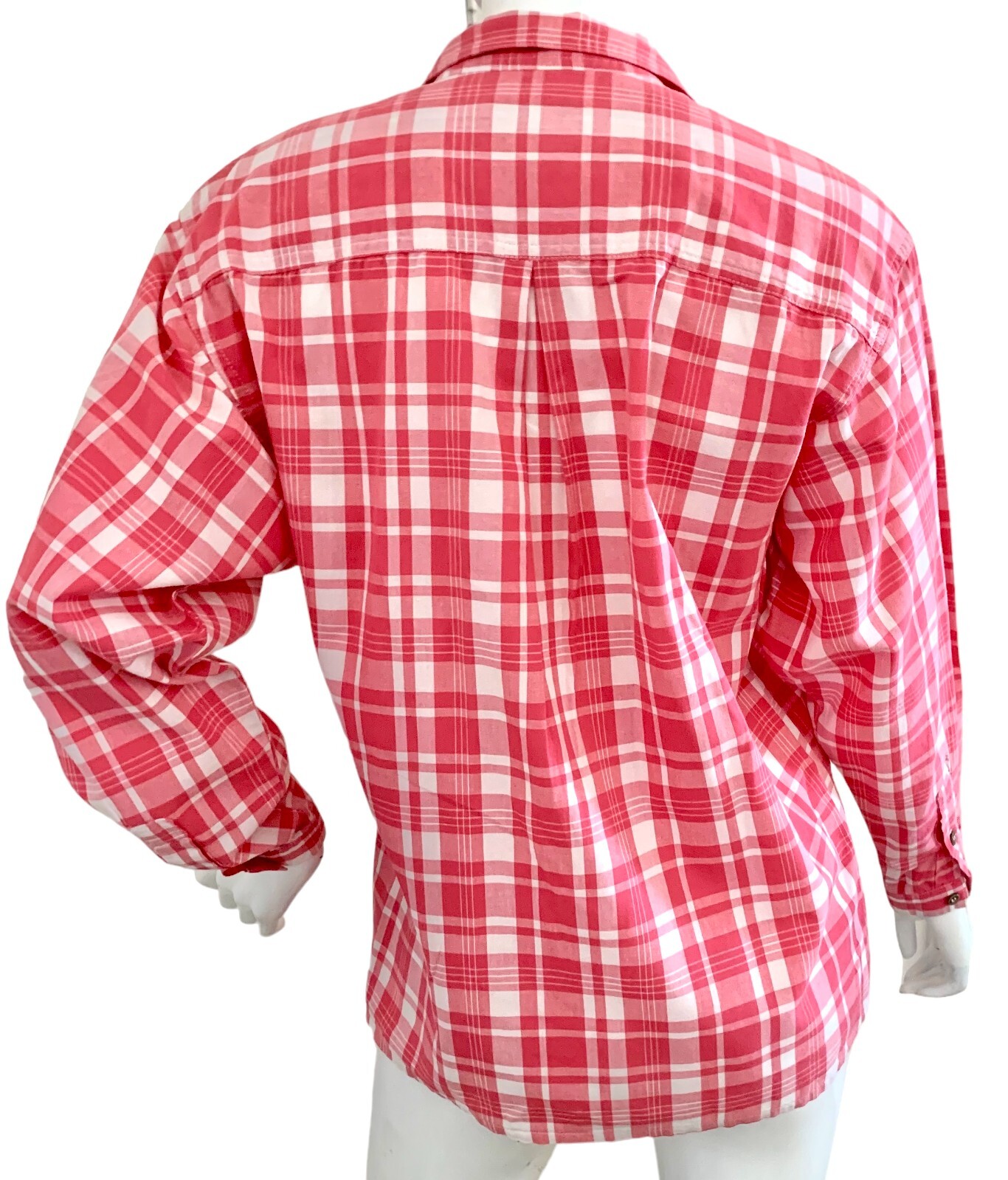 {CALVIN KLEIN SPORT} Shirt/Top/Blouse Pink-White-Check Cotton Fall ~ S