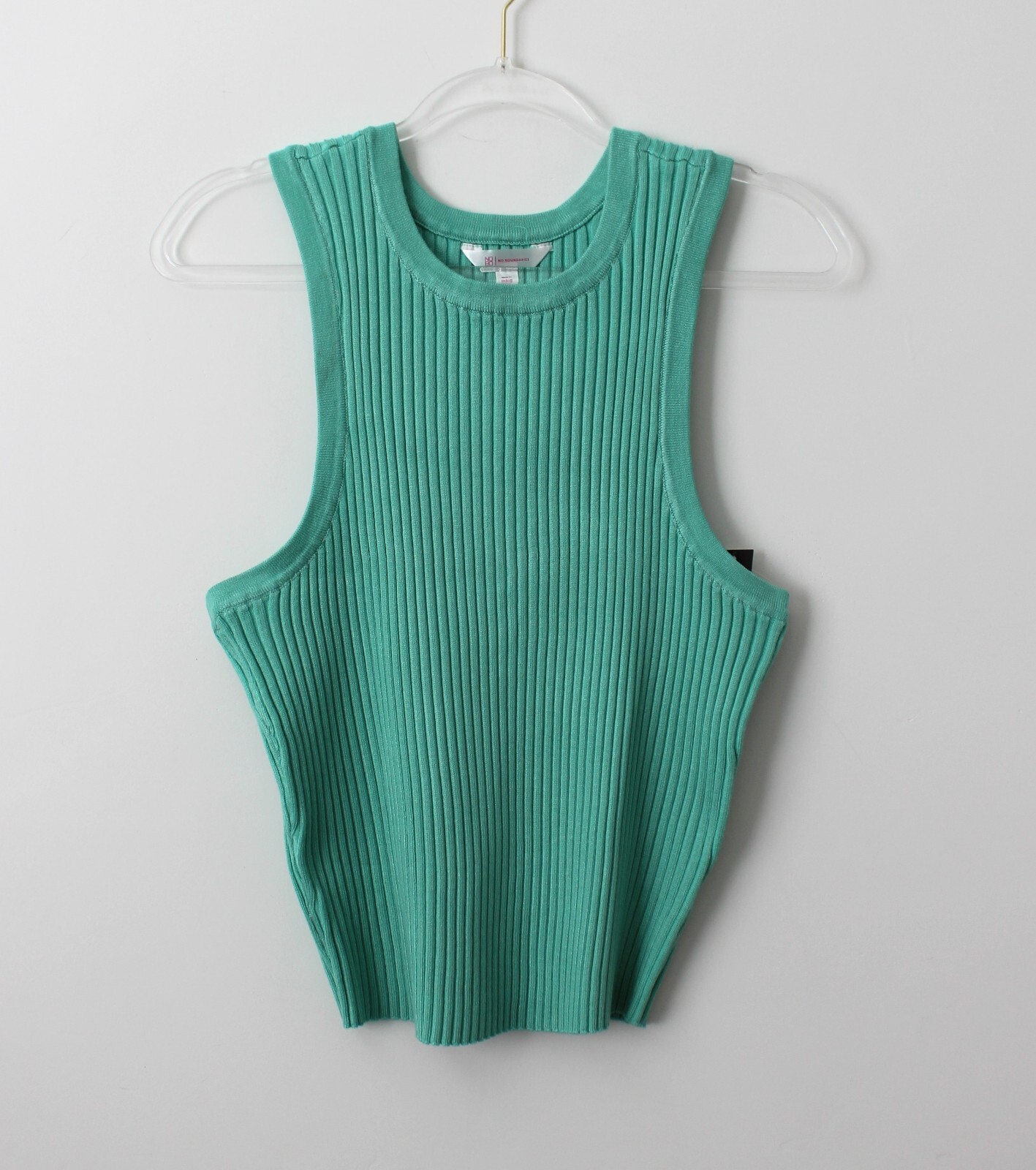 No Boundaries Juniors Ribbed Sweater Tank Aqua Summer Multisize NWT