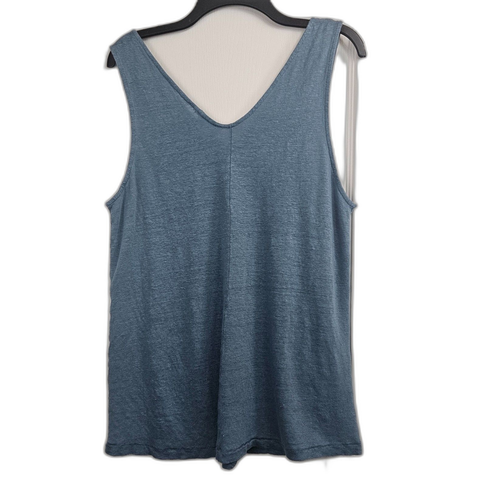 Sundance Mabel Linen Tank V-Neck Long Line Breathable Women’s L Blue