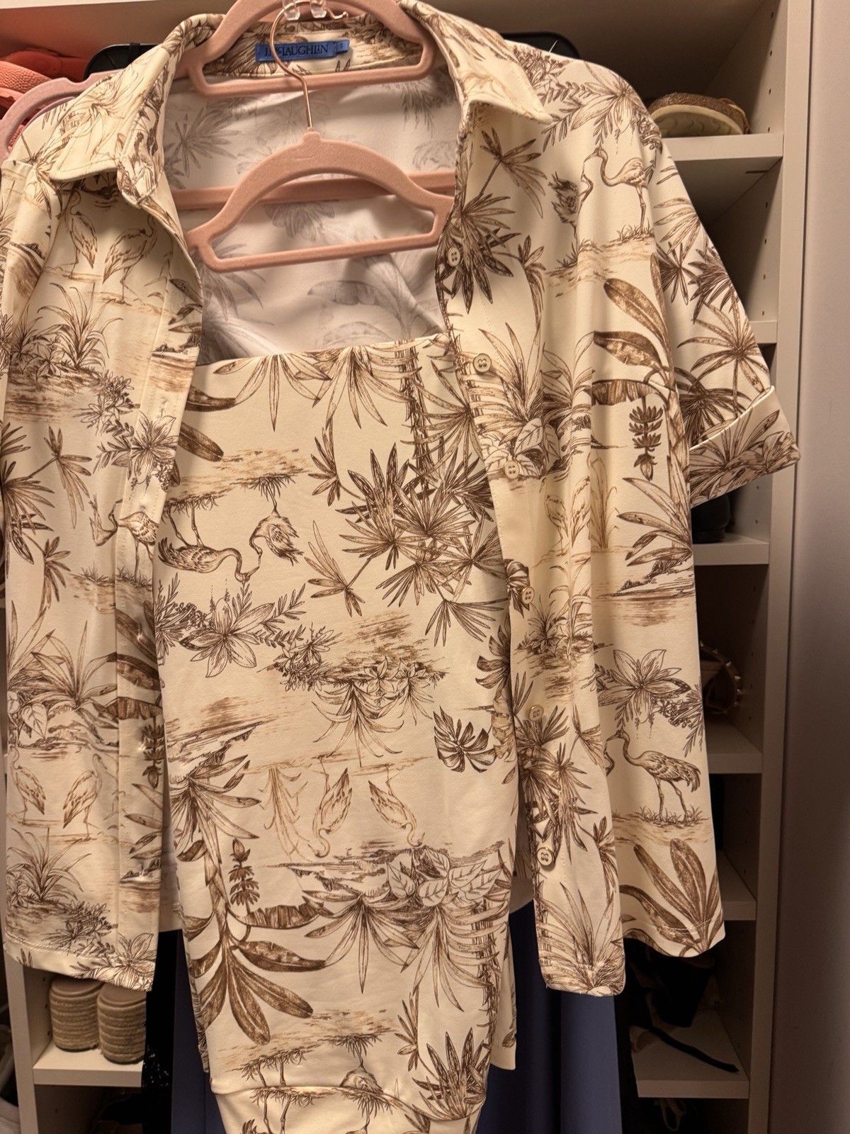 J Mclaughlin Travel set pull on pant button top nwot s