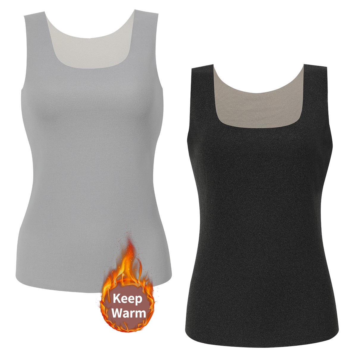 1-2 Pc Thermal Tank Top Women Fleece Lined Underwear Tops Cami Warm Winter Vest