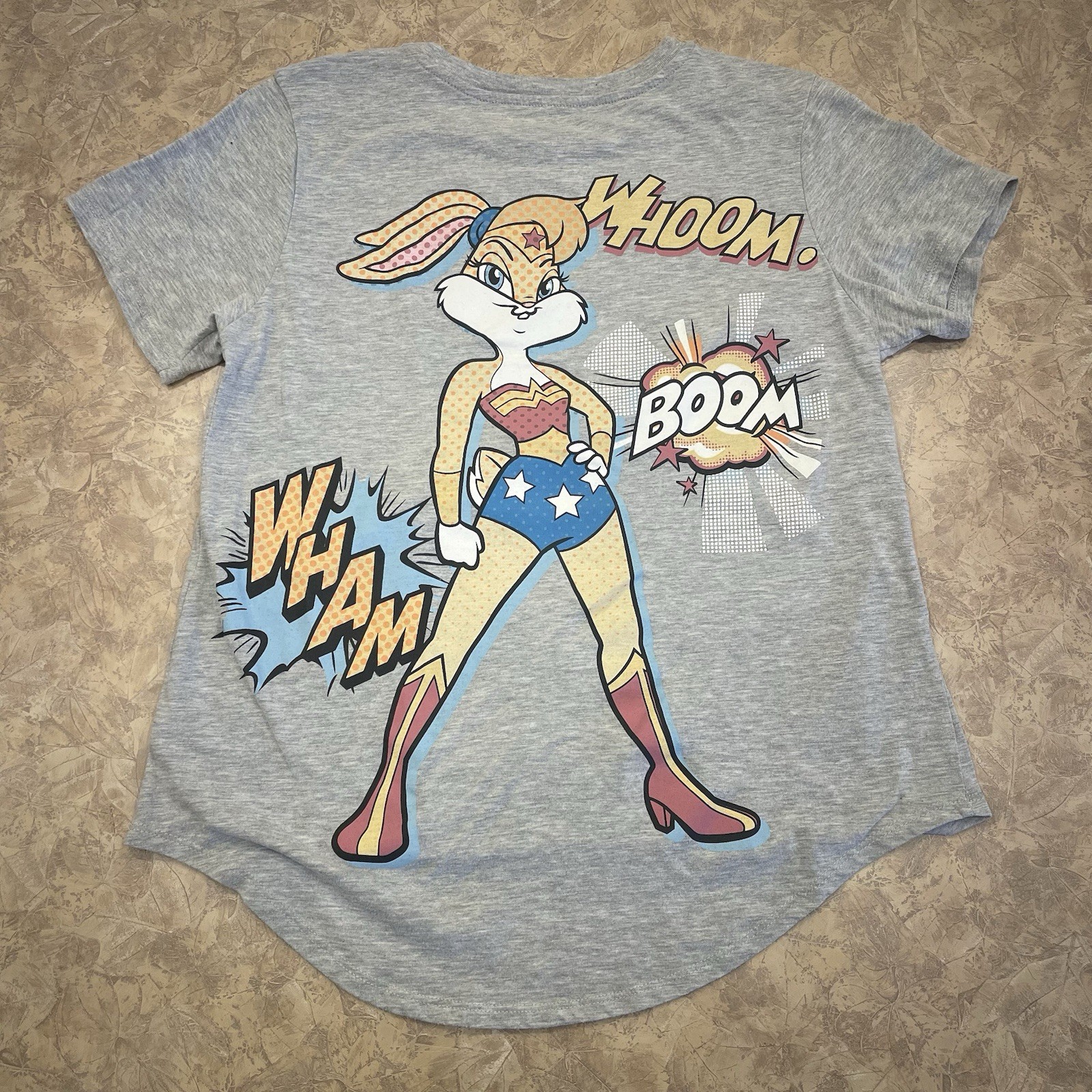 Warner Bros Youth XL Bugs Bunny Lola Bunny Batman Wonder Woman T Shirt Gray 100