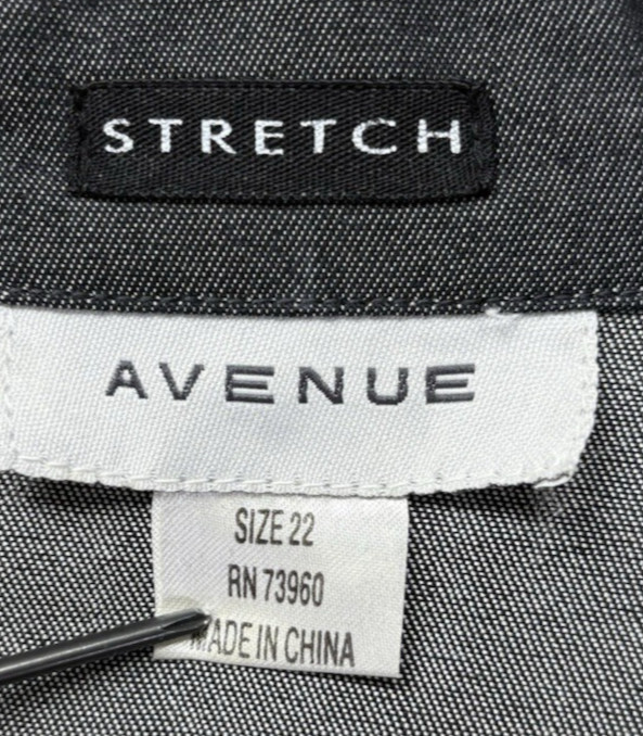 Avenue Womens Sz22 Gray Stretch Denim Jacket Studded Floral Button Front Plus