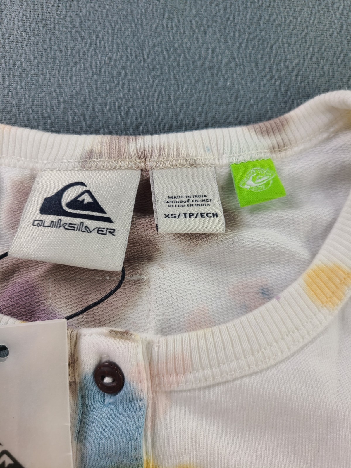 Quiksilver Womens Sunset Spot Tie Dye Long Sleeve Shirt Organic Cotton XS NWT