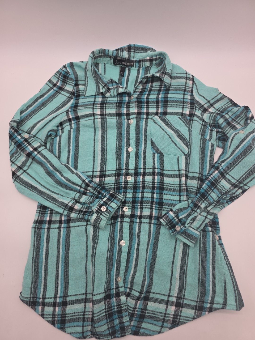 Derek Heart Button Up Shirt Womens Large Longsleeve Pocket.#41274