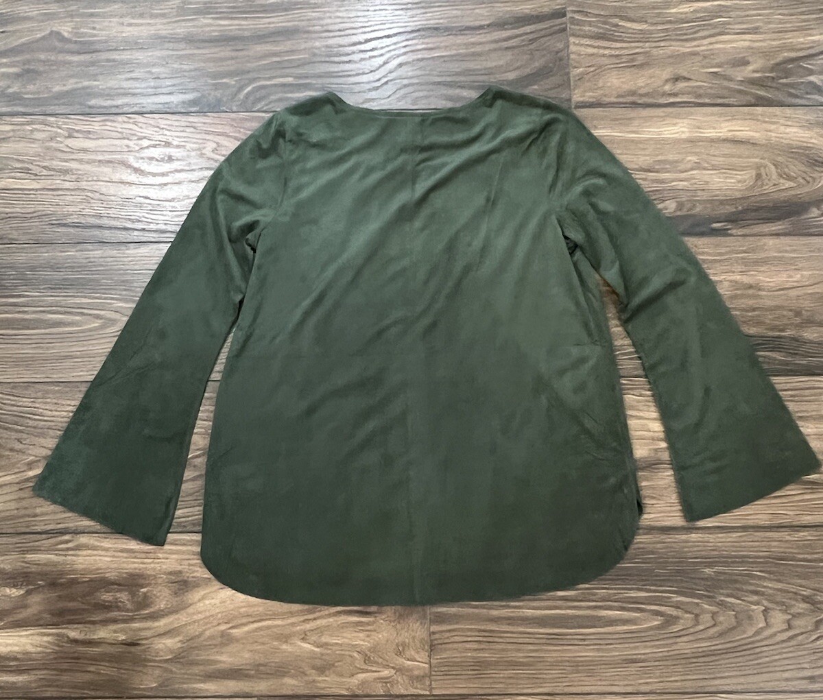 Faded Glory Womens LS Top Green Small 4-6. Feels Like Suede Poly/Spandex Blend