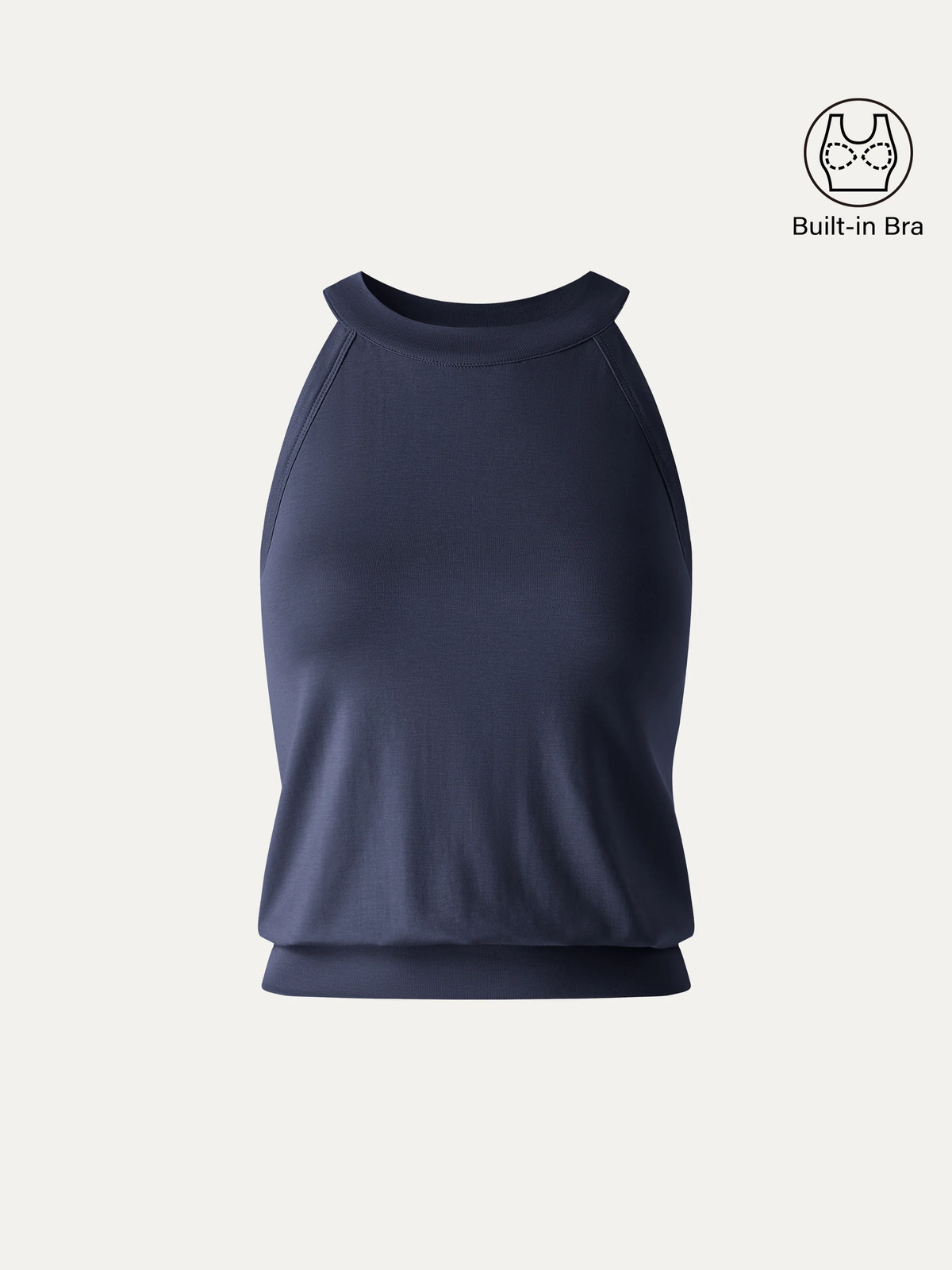NEW – OGL Halter Neck Banded Hem Bra Tank, Universe Navy