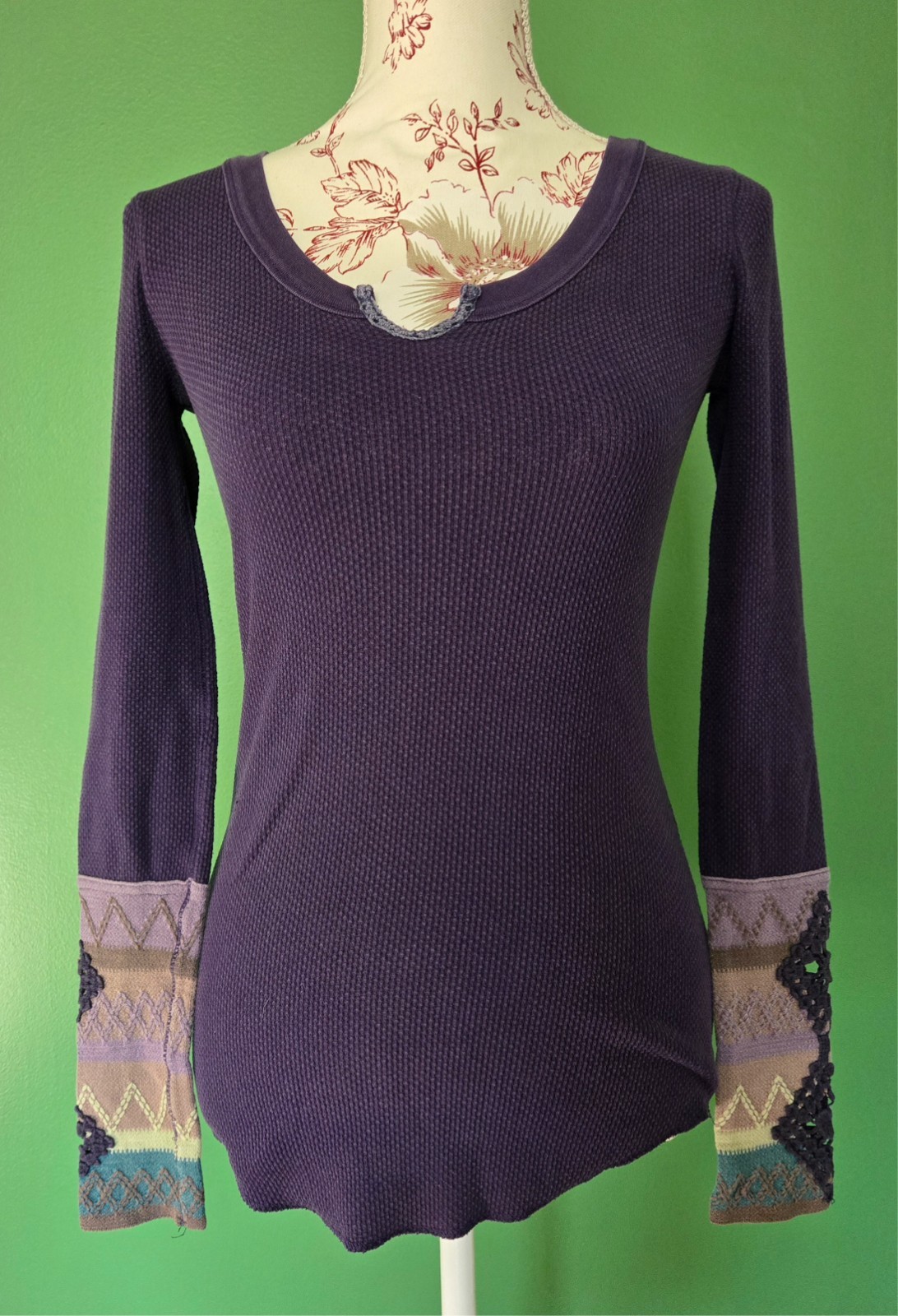 Rare FREE PEOPLE Purple Kombucha Cuff Thermal Size SP ASO Vampire Diaries