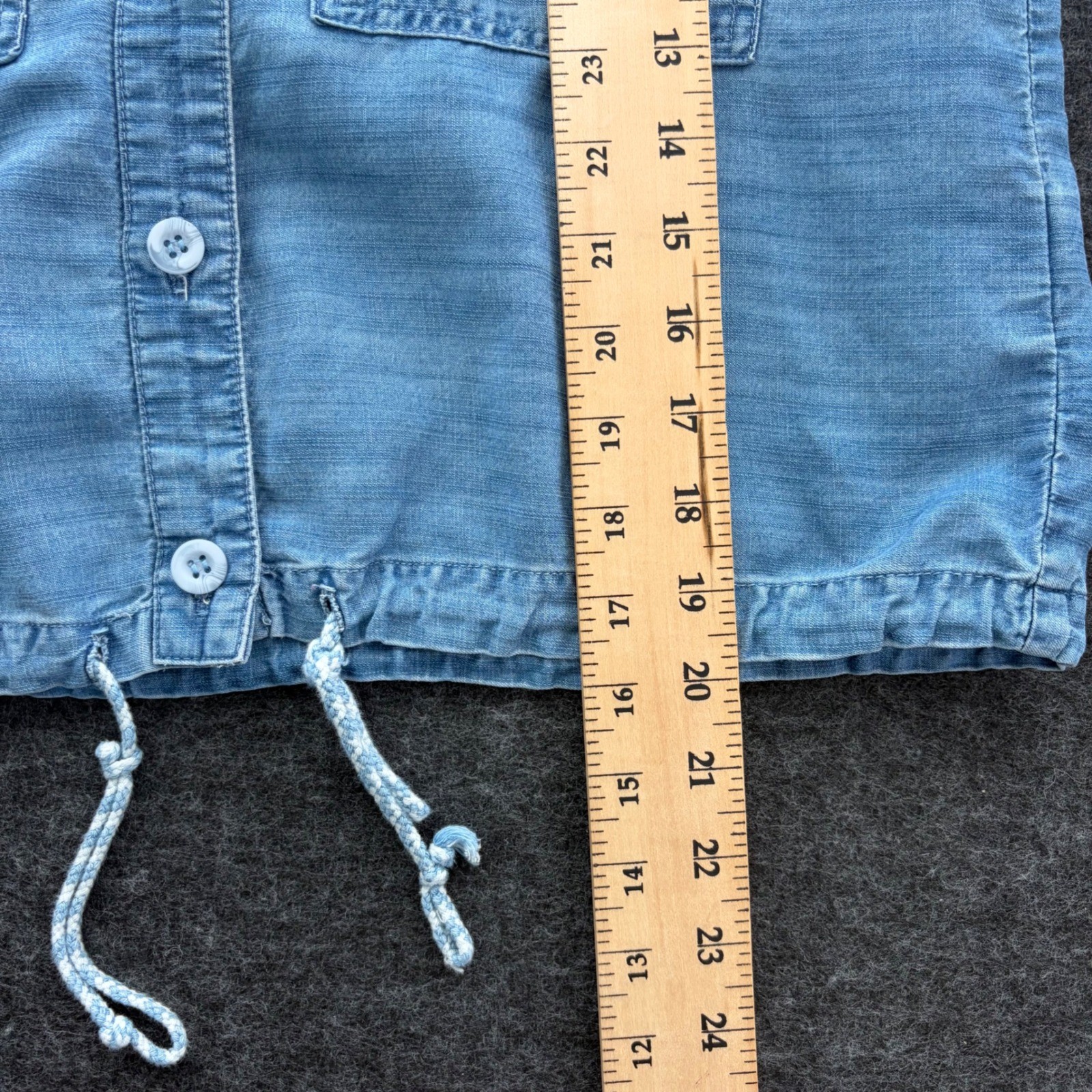 Bella Dahl Womens Blue Tencel Lyocell Cropped Chambray Denim Shirt Small