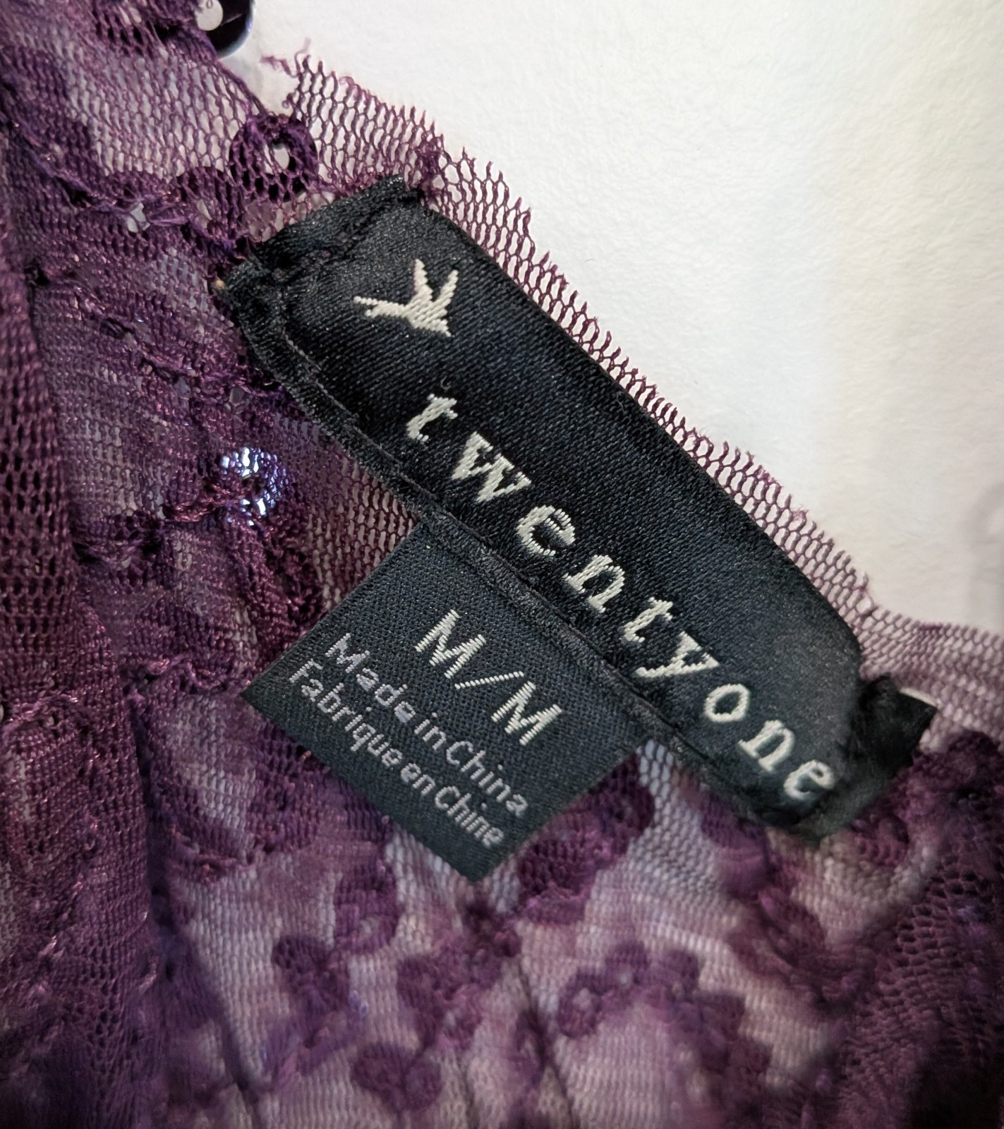 Y2K Sheer Sequin Lace Racerback Purple Tank Top Size Medium TwentyOne Forever 21