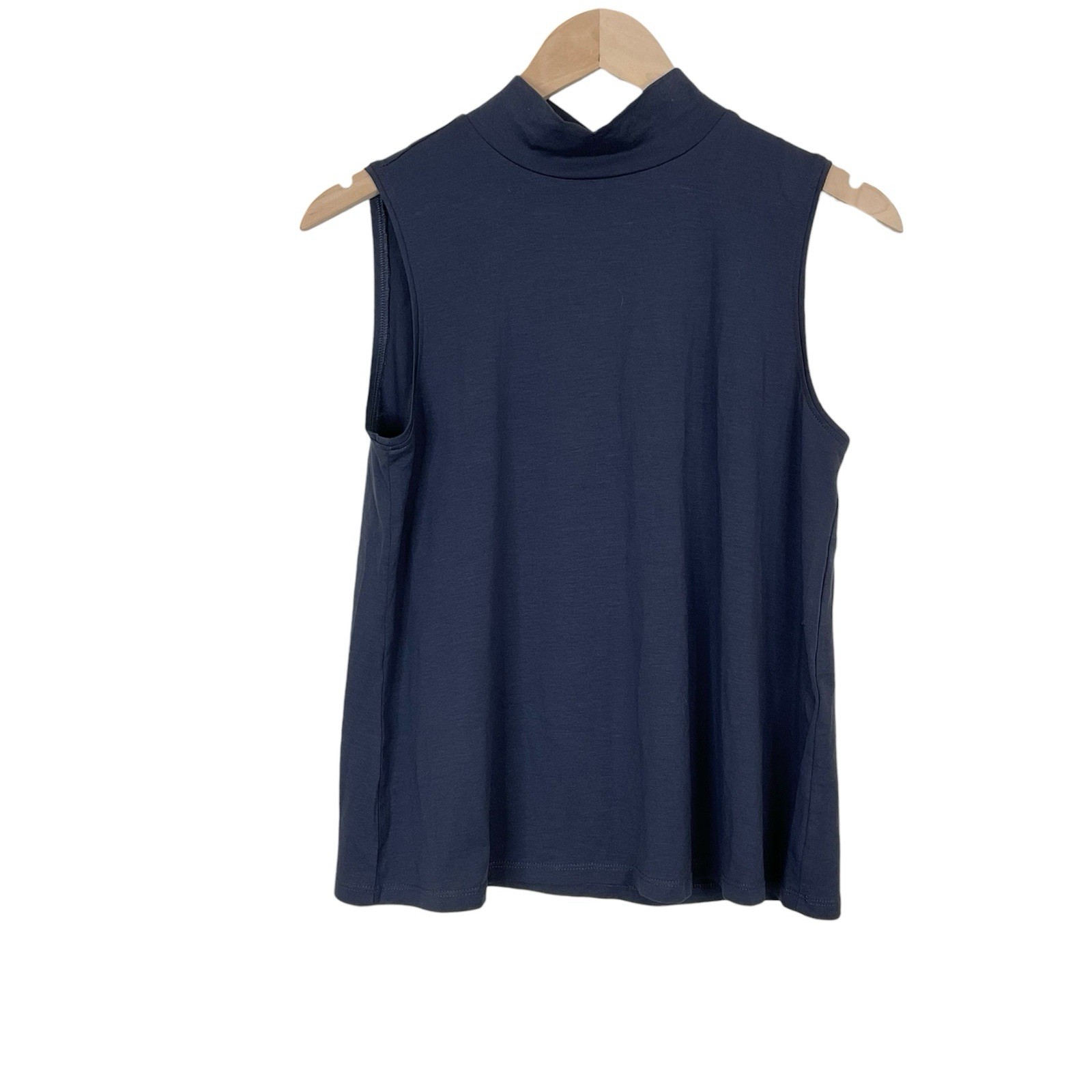 Eileen Fisher Fine Jersey Mock Neck Tank Top Navy Sleeveless Size XS